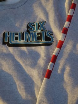 画像4: sixhelmets checker sleeve sweat shirt gray×red