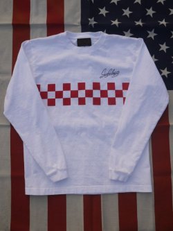 画像1: sixhelmets checker line long sleeve t-shirt white×red