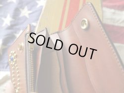 画像4: SIXHELMETS ORIGINAL STUDS LETHER BIKERS WALLET MEDIUM BROWN×DARK BLUE