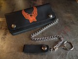 HARLEY DAVIDSON EAGLE LETHER WALLET WITH CHAIN MADE IN USA DEAD STOCK