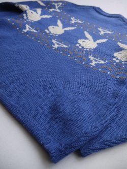 画像8: PLAYBOY VTG RABBIT HEAD LOGO KNITWEAR BLUE SMALL