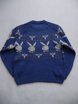 画像7: PLAYBOY VTG RABBIT HEAD LOGO KNITWEAR BLUE SMALL