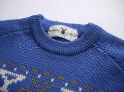 画像3: PLAYBOY VTG RABBIT HEAD LOGO KNITWEAR BLUE SMALL