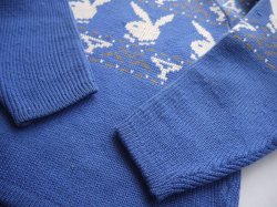 画像5: PLAYBOY VTG RABBIT HEAD LOGO KNITWEAR BLUE SMALL