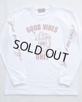 GOOD VIBES ONLY LONG SLEEVE T-SHIRT WHITE×BROWN