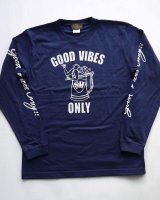 GOOD VIBES ONLY LONG SLEEVE T-SHIRT NAVY×WHITE