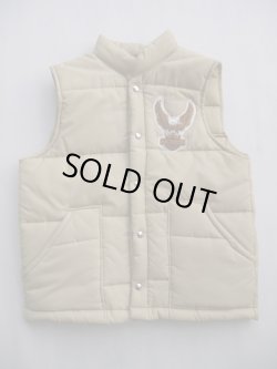 画像1: HARLEY DAVIDSON SWINGSTER VTG RACING PUFFY VEST BEIGE MEDIUM