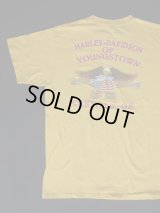 90s HARLEY DAVIDSON OF YOUNGSTOWN CANFIELD,OH OFFICIAL VTG T-SHIRT YELLOW XL