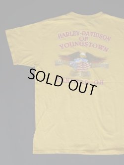 画像1: 90s HARLEY DAVIDSON OF YOUNGSTOWN CANFIELD,OH OFFICIAL VTG T-SHIRT YELLOW XL