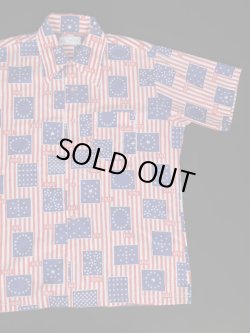 画像2: 70s K MART 1776-1845 STAR&STRIPES VTG PATTERNED ALL OVER SHIRT L