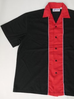 画像2: CRUISIN USA LARRY HAHERTY BOWLING SHIRT BLACK×RED XL