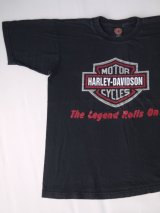 HARLEY DAVIDSON THE LEGEND ROLLS ON OFFICIAL T-SHIRT BLACK L