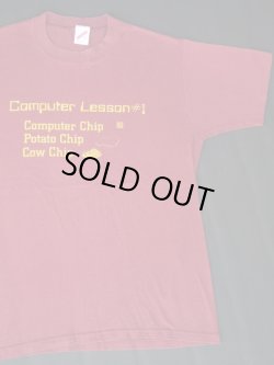 画像2: 80s COMPUTER LESSON #1 COMPUTER CHIP POTATO CHIP COW CHIP VTG T-SHIRT MADE IN USA WINE RED L