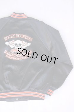 画像1: HARLEY DAVIDSON ROCKY MOUNTAIN SKULL VTG SATIN JACKET BLACK XL