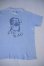 画像1: 70s ZIG ZAG MAN SMOKE STAIN PRINT VTG T-SHIRT LIGHT BLUE M (1)