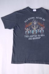 HARLEY DAVIDSON OLD BIKERS NEVER DIE THEY JUST GO TO HELL AND REGOUP VTG T-SHIRT BLACK XL