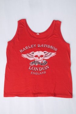 画像1: 80s HARLEY DAVIDSON OFFICIAL ROCKY MOUNTAIN SKULL VTG TANK TOP RED L