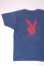 画像1: 80s PLAYBOY "WAVETISM" VTG T-SHIRT NAVY×RED L (1)