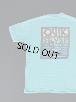 画像1: 80s QUIK SILVER VTG T-SHIRT TURQUOISE BLUE L