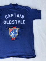 OLD STYLE BEER CAPTAIN OLDSTYLE VTG MOCKNECK T-SHIRT  NAVY XL