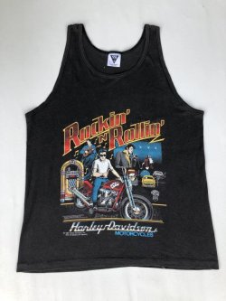 画像1: 1987 HARLEY DAVIDSON ELVIS PRESLEY KNUCKLE HEAD VTG TANKTOP BLACK 