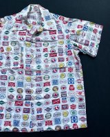 50s RAILROAD SIGN PATTERNED ALL OVER COTTON SHIRT