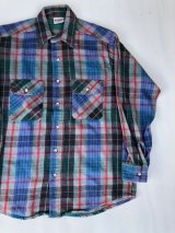 FIVEBROTHER VTG COTTON FLANNEL SHIRT BLUE×GREEN×RED M MADE IN USA