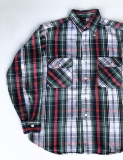 画像2: BIG YANK VTG COTTON FLANNEL SHIRT GREEN×RED×WHITE M