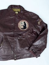 GEOLOGICAL ENGINERING TECHNICIAN ALL LEATHER VTG STADIUM JACKET WINE RED L
