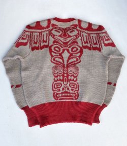 画像4: 50s JANTZEN WING VTG WOOL KNIT SWEATER BEIGE×BROWN ML