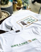 SIXHELMETS CYCLE EQUIPMENT "HAVE A NICE MX DAY" T-SHIRT  WHITE×GOLD×GREEN