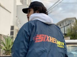 画像5: SIXHELMETS CHOPPERS COACH JACKET NAVY×RED FLAMES
