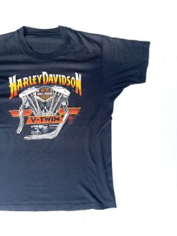 画像1: 80’s HARLEY DAVIDSON V-TWIN SHOVEL HEAD  VTG T-SHIRT BLACK 