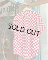 70s TOM SAWYER VTG CHECKER SHIRT WHITE×RED XL