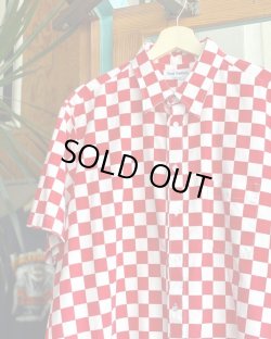 画像2: 70s TOM SAWYER VTG CHECKER SHIRT WHITE×RED XL