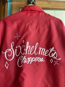 画像3: SIXHELMETS CHOPPERS LOGO DRAWN BY BOULEVARD FEVER ART VTG COACH JACKET RED L