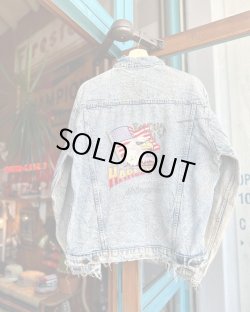 画像1: 90s HARLEY DAVIDSON“BORN IN THE USA”VTG DENIM JACKET L