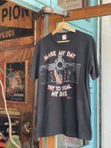 80s HARLEY DAVIDSON“MAKE MY DAY TRY TO STEAL MY BIKE” SOUTHERN CYCLE  VTG T-SHIRT BLACK L