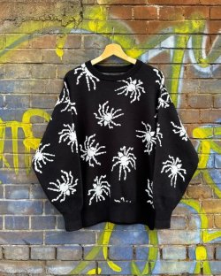 画像1: SIXHELMETS TARANTULA JACQUARD KNIT SWEATER BLACK