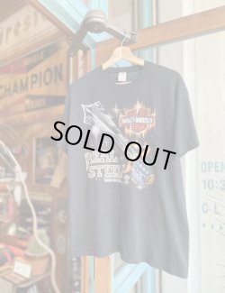 画像1: 80s HARLEY DAVIDSON OFFICIAL REAL STEAL VTG T-SHIRT BLACK L