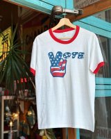 VINTAGE 80s VOTE RINGER T-SHIRT L