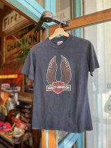 VINTAGE 80s HARLEY DAVIDSON WING LOGO T-SHIRT S