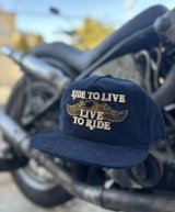 SIXHELMETS “LIVE TO RIDE RIDE TO R LIVE” CORDUROY CAP NAVY