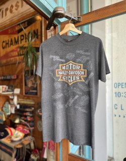 画像1: VINTAGE 80s HARLEY DAVIDSON BAR&SHIELD DUSTY’S CYCLE T-SHIRT L