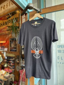 画像1: VINTAGE 70s HARLEY DAVIDSON SKULL WING LOGO T-SHIRT L