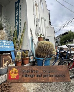 画像1: VINTAGE SHELL TIRES FOR GOOD MILEAGE AND PERFORMANCE DOUBLE SIDED SIGN