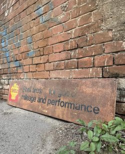 画像4: VINTAGE SHELL TIRES FOR GOOD MILEAGE AND PERFORMANCE DOUBLE SIDED SIGN