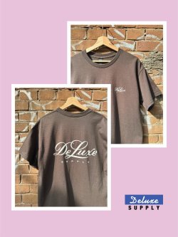 画像1: THE DELUXE SUPPLY SCRIPT LOGO T-SHIRT BROWN