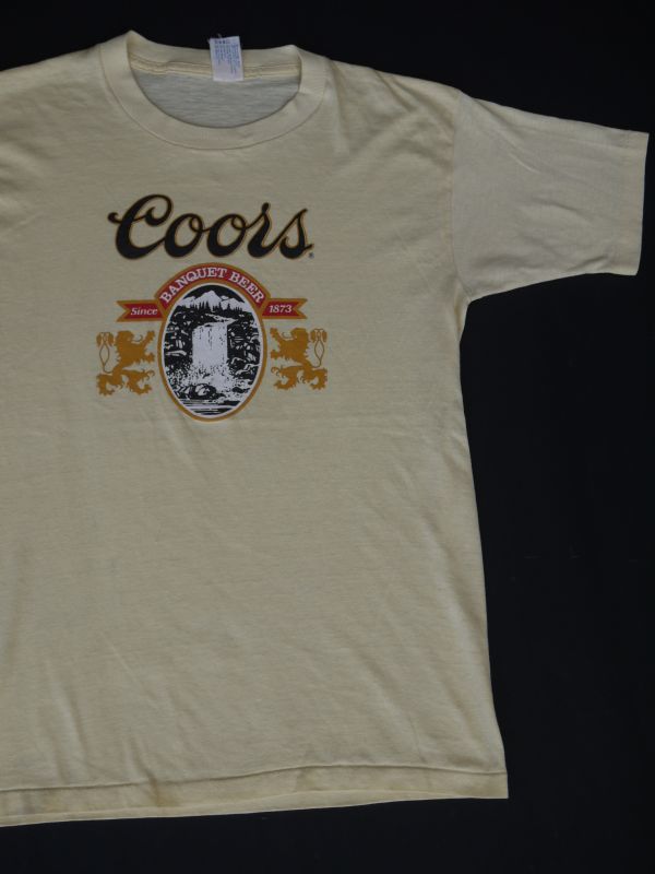 COORS BANQUET BEER OFFICIAL VTG T-SHIRT MADE IN USA YELLOW M - sixhelmets quality clothes