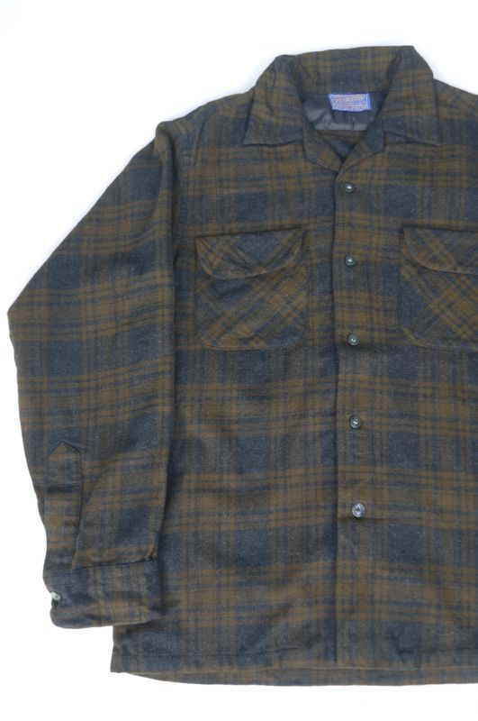 50s PENDLETON VTG WOOL SHIRT BROWN M - sixhelmets quality clothes